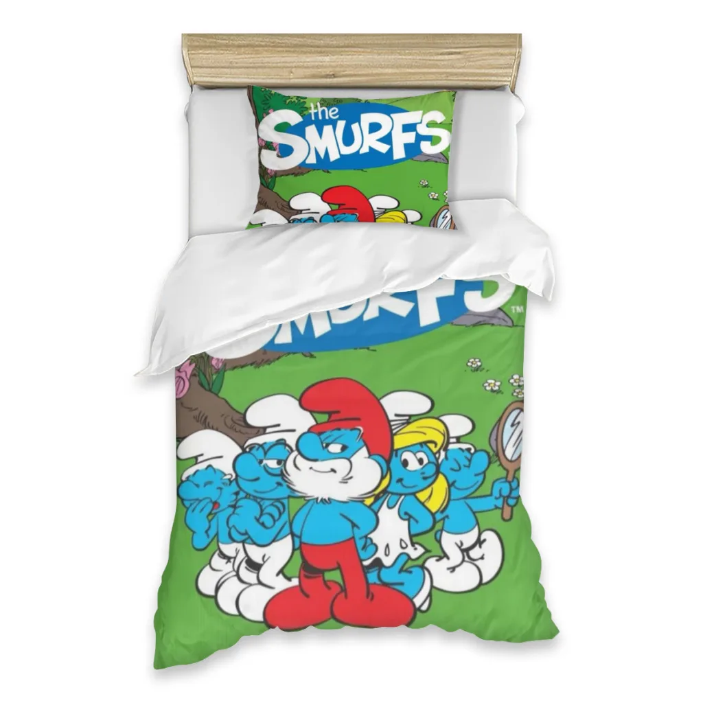 The-Smurfs The-Smurfs Bed Sheets Set Comforter Quilt Cover Duvets Single Bedding