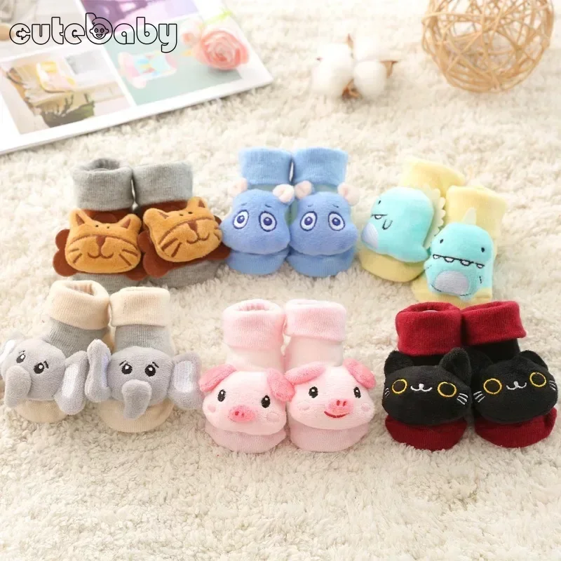 Spring Autumn Cartoon Baby Socks For Girl Boys Dinosaur Lion Anti Slip Soft Cotton Indoor Floor Sock Shoes for Infant 0-12Months