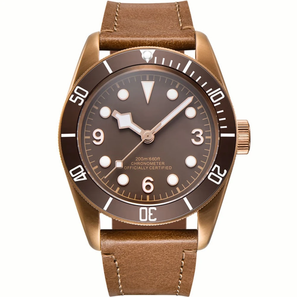 

Luxury 41mm nh35 Automatic Watch Men PVD Coffee Bronze Case 10Bars waterproof Male Watches Sapphire reloj Luminous WristWatch