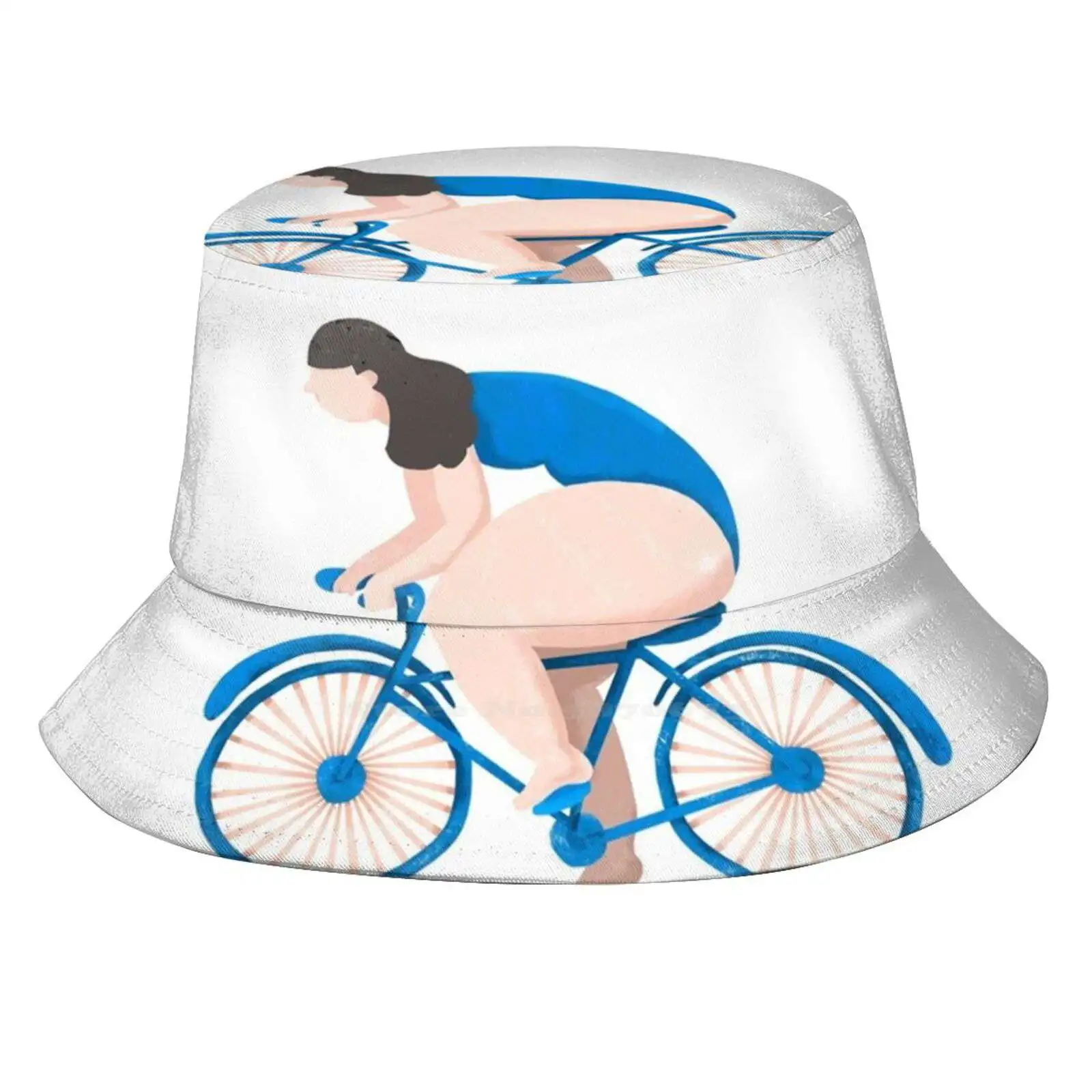 Cycling Outdoor Sun Fishing Panama Hats Girl Bike Lady Riding Cycling Bicycle Sporty Colorful Fun Blue Emotions Case Wheels