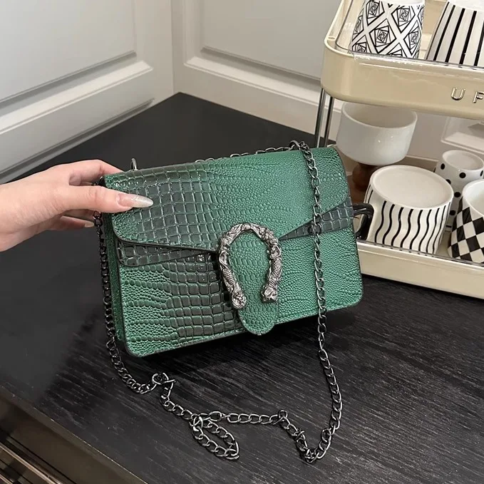 

Женская модная сумка через плечо с крокодиловым узором в стиле ретро, универсальная, элегантная, маленькая квадратная сумка через плечо для молодых женщин