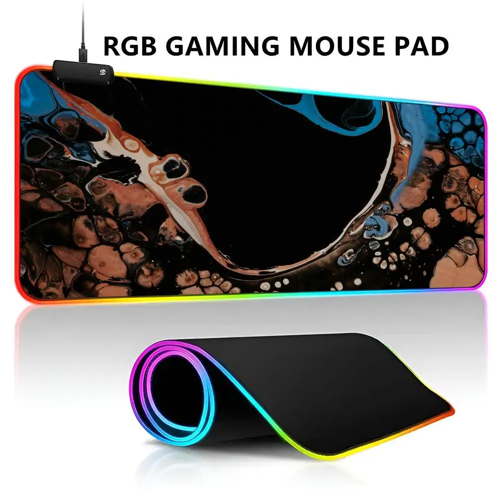 Strata Liquid Mouse Pad RGB LED Light Gaming Mousepad Waterproof Large Gamer Mouse Carpet Big Mause Keyboard Pad PC Desk Play Ma