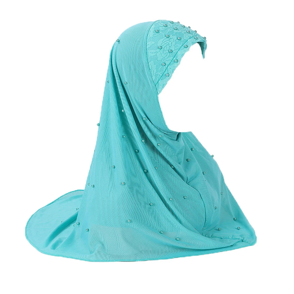 

One Piece Amira Beads Instant Hijab Women Muslim Mesh Shawls Wrap Turban Islamic Headscarf Pull On Ready Made Niqab Khimar Cap