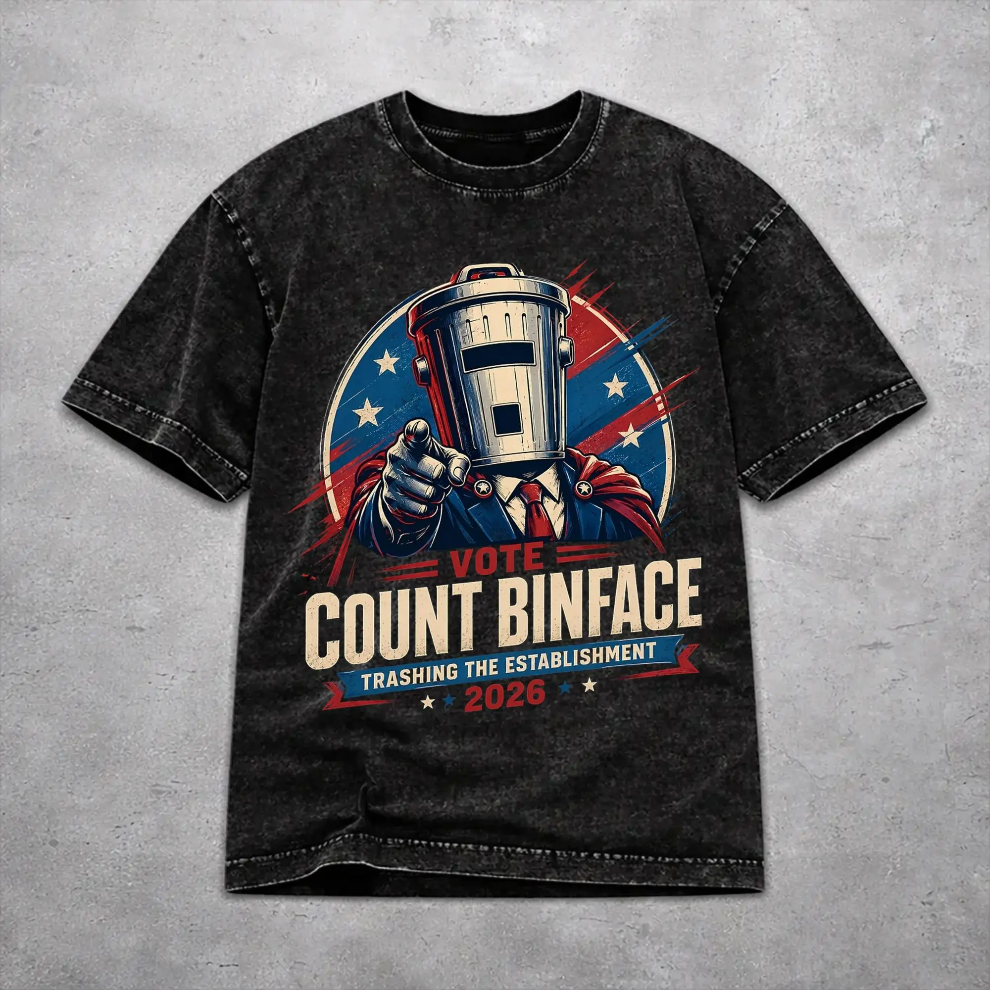 Vote Count Binface For Prime Minister  Washed T Shirt Novelty Streetwear Men Women  Hiphop T-Shirts Tee 100% Cotton