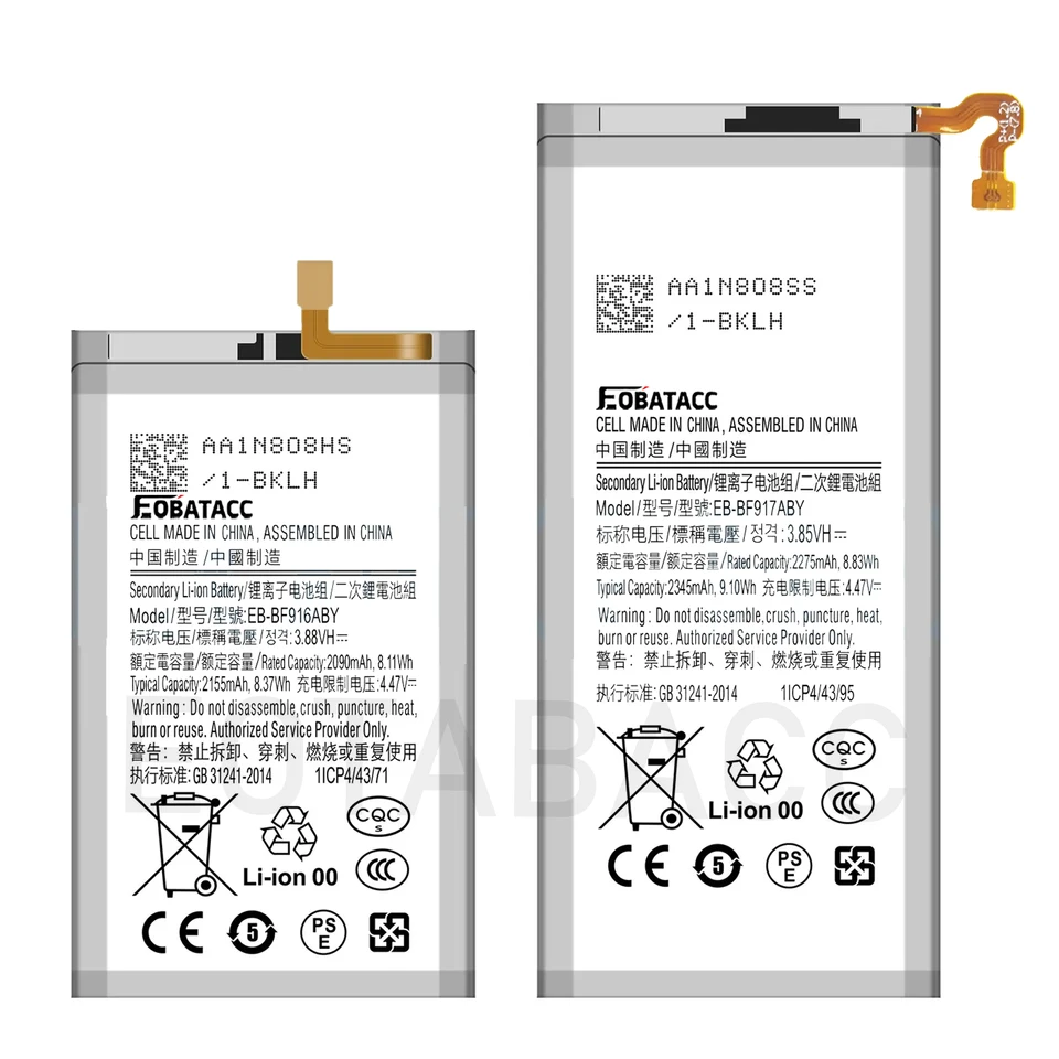 EB-BF916ABY EB-BF917ABY Batería de repuesto para Samsung Galaxy Z Fold2 Fold 2 5G SM-F916 2090mAh/2275mAh Baterías portátiles 6