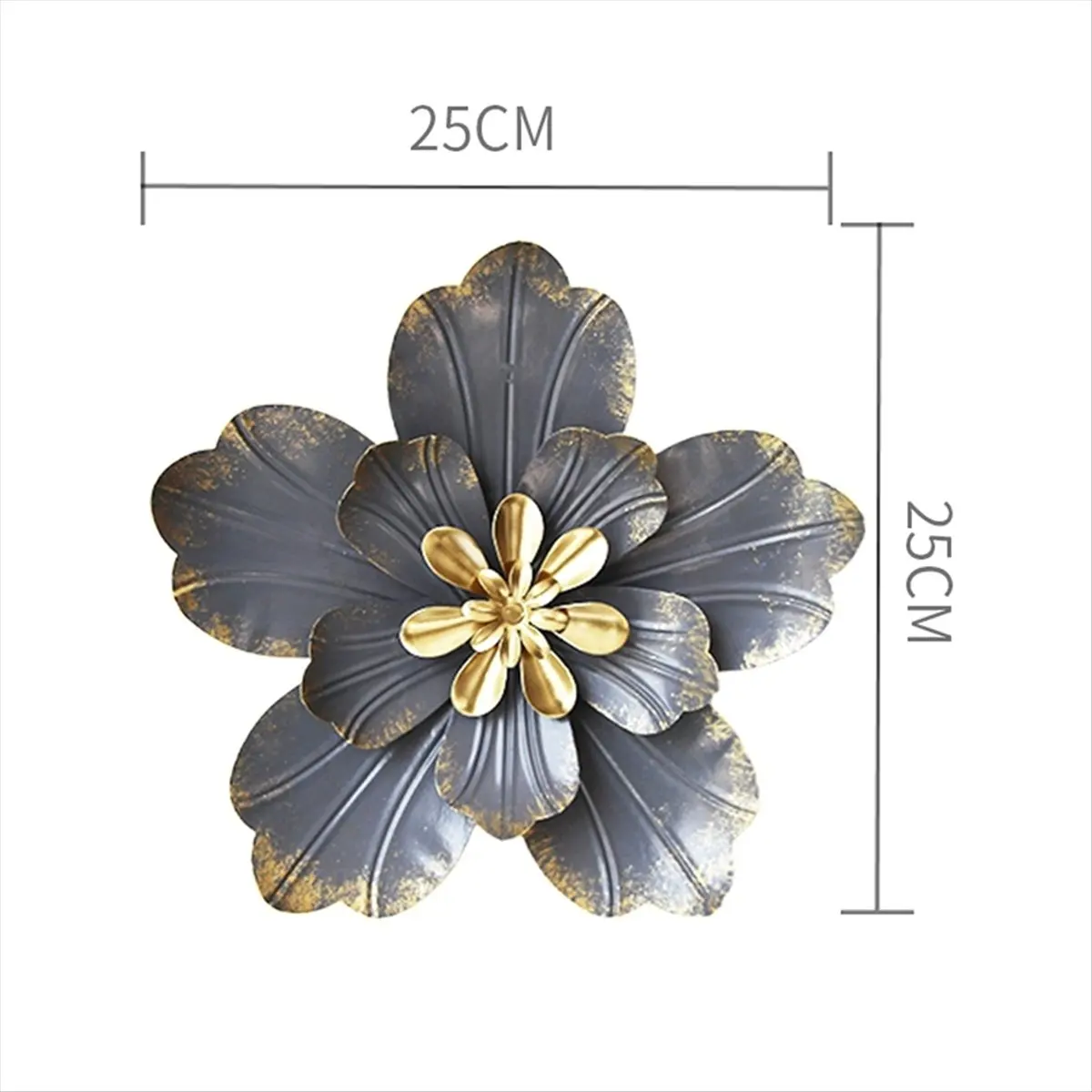 AT16 Metal Flower Wall Art Décor,Rustic Modern Floral Sculpture, 3D Wall Art Wall Hanging Decoration for Indoor Living Room