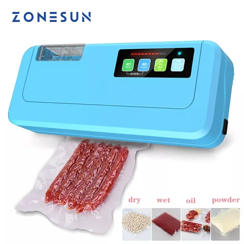 ZONESUN P-290 Househlod Food Vacuum Sealer Packaging Machine Film Sealer Vacuum packer Give Free Vacuum Bags for Tea Food Saver