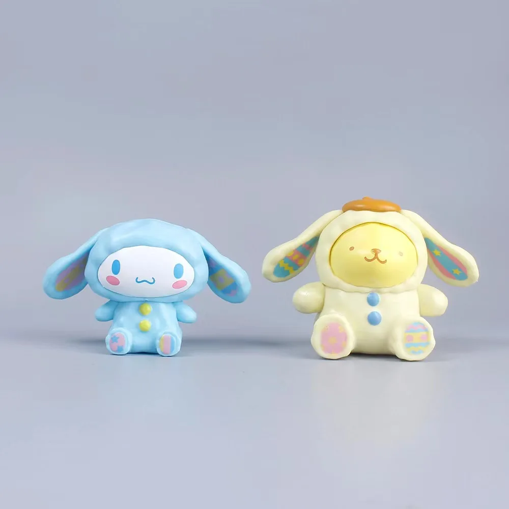 Páscoa cinnamoroll melodia kuromi anime figura kawaii boneca sanrio ornamentos decorativos presentes para festival de férias brinquedos modelo bonito