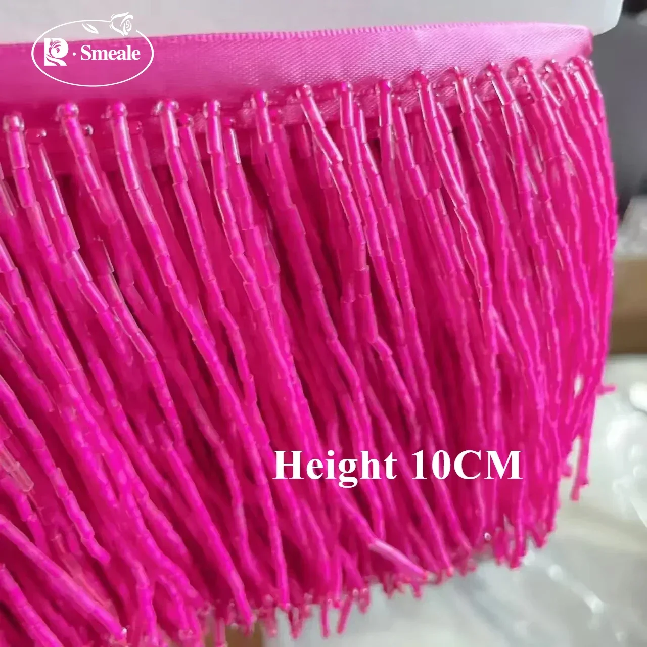 10CM Silber-Rote Perlenrohr-Quaste Kleiderzubehör Spitzenbesatz Hochzeits- und Abendkleid Perlenverzierung RS3052-3 – Detail 4