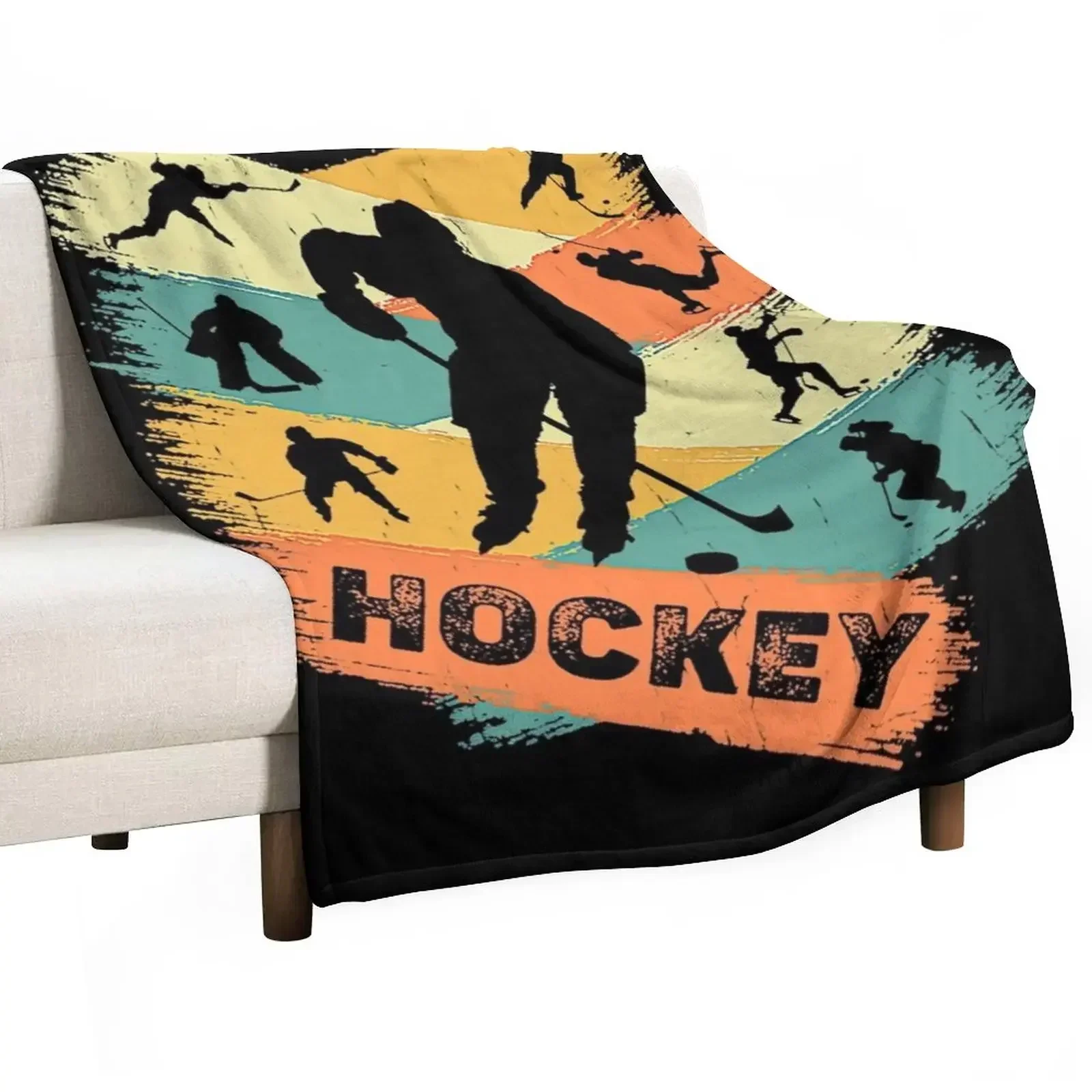 

Retro Hockey Player T-Shirt Throw Blanket Soft Beds Bed linens Decoratives Blankets