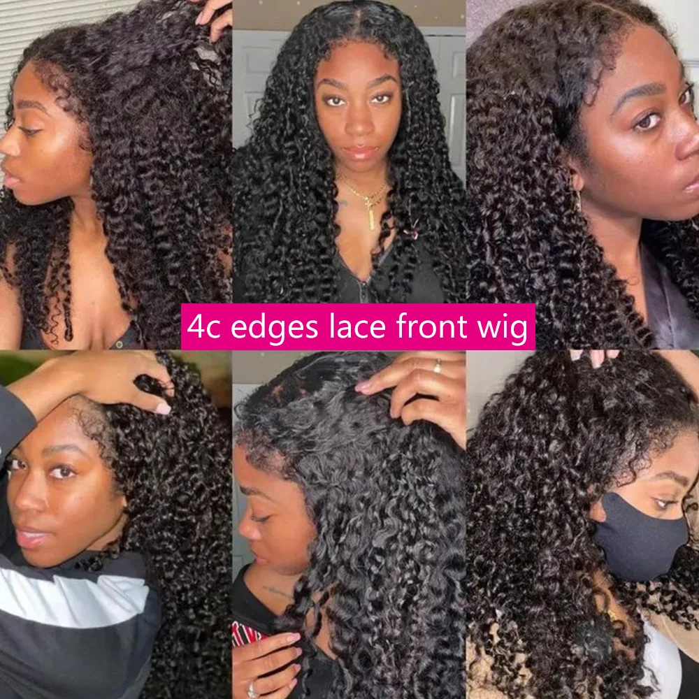 250 الكثافة شعر مستعار شديد التجعد 13x6 Hd أمامي 100% الشعر البشري 4c حواف 13x4 موجة عميقة الدانتيل الجبهة الباروكات رخيصة للنساء للبيع