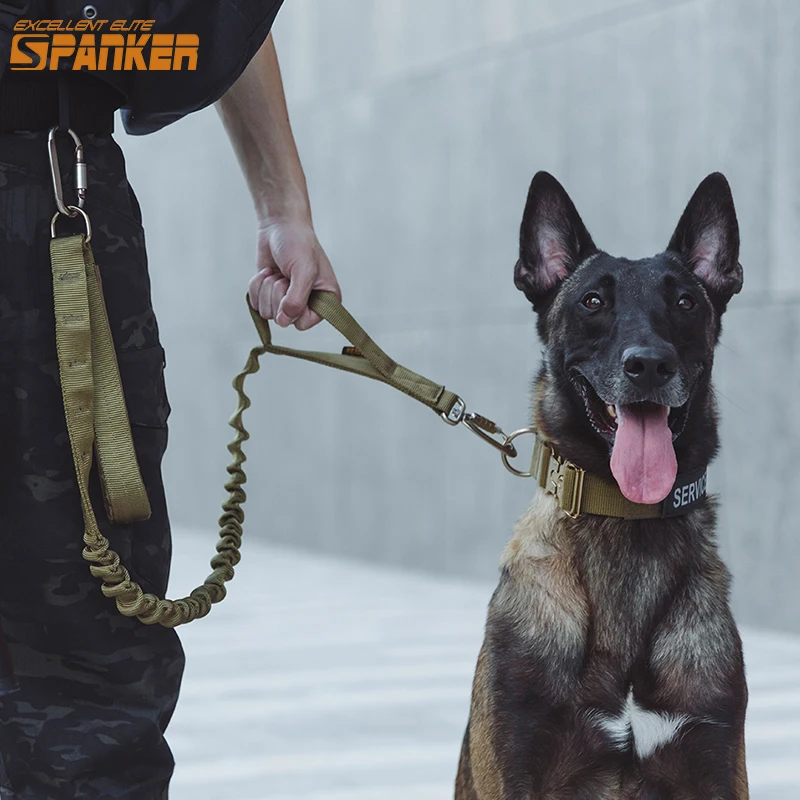 

EXCELLENT ELITE SPANKER Tactical Dog Leash Training Dogs Traction Rope Bungee Retractable Dog Leash with Handle