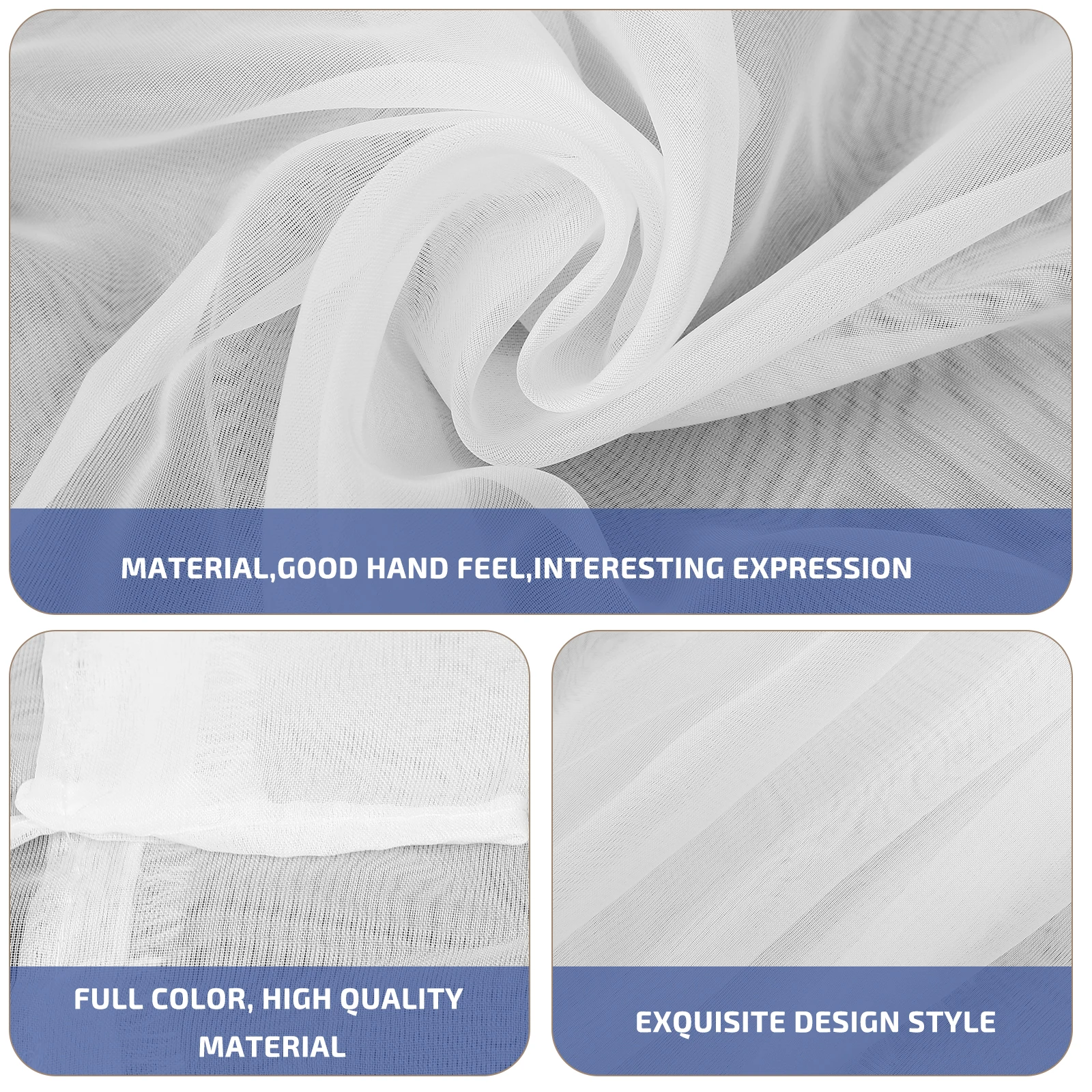 

White Gauze Curtains High-quality Polyester Semi Sheer Voile Light-filtering Elegant Bedroom Living Room Drapes Rod Pocket