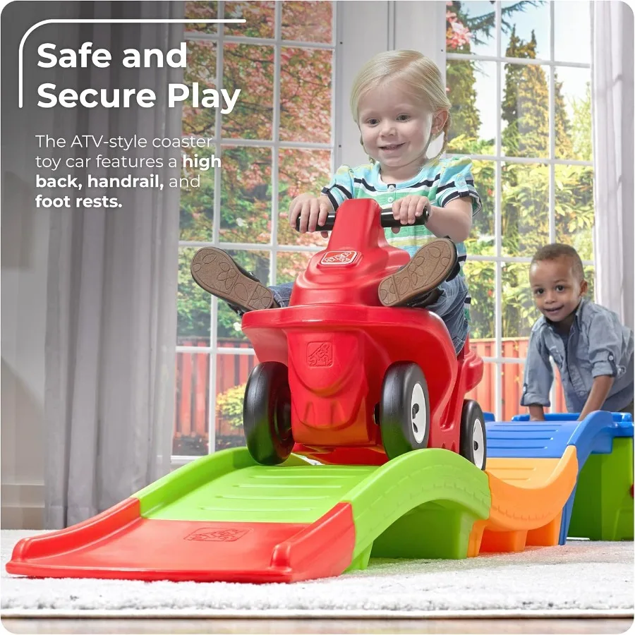 Zjeżdżalnia na rolkach dla dzieci, zabawka do jeżdżenia, wózek do pchania, zestaw do zabawy wewnątrz i na zewnątrz, wykonany z wytrzymałego plastiku, maksymalna obciążność 22,7 kg, dla...