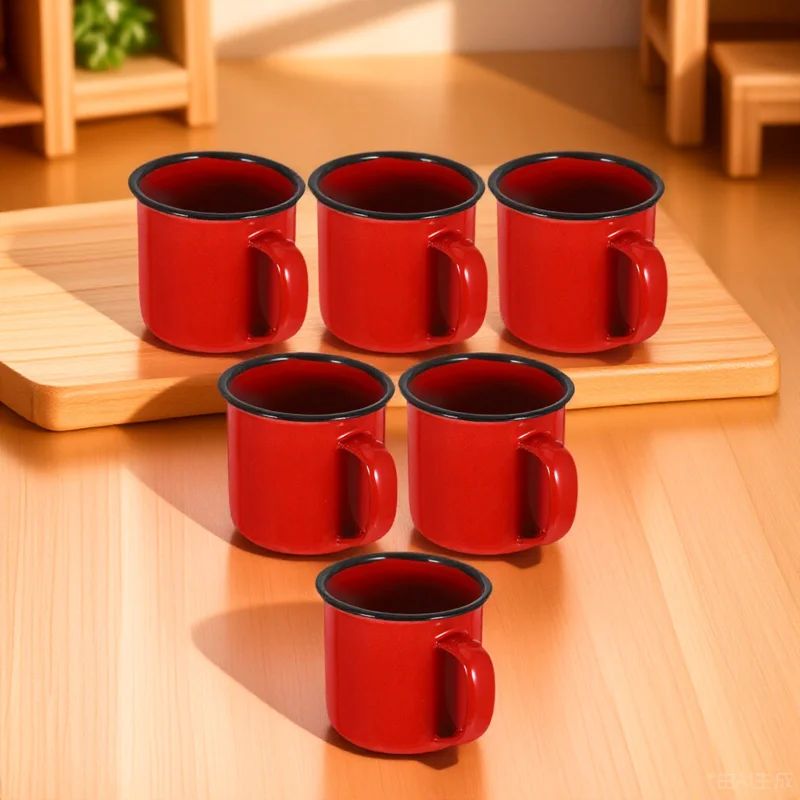 

6 pcs Vintage Enamel Cup Heat Resistant Coffee Mug For Tea Milk Juice Drink Home Office Use Enamel Cups Kitchen Barware