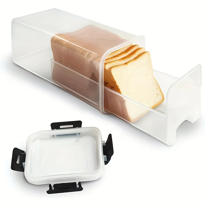 

Kitchen Plastic Bread Box with Sealing Lid ＆ Tray Bread Storage Box Sandwich Bread Storage Box Pasta Storage Box Multigrain Ja