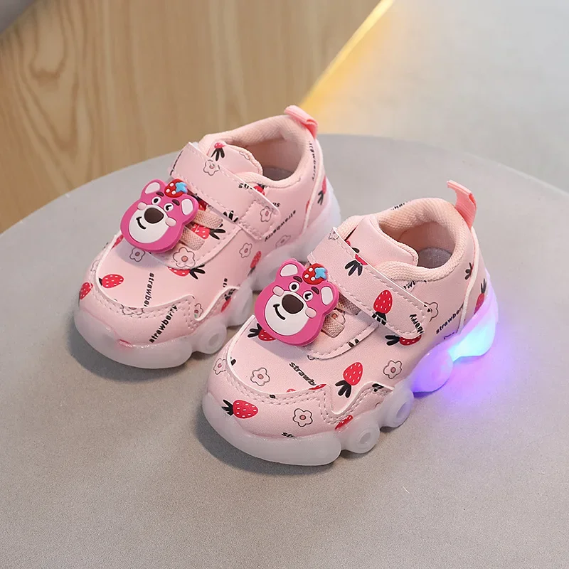 LED Baby Luminous Shoes girl\'s Glowing Children Sport Sneakers bambini scarpe antiscivolo per bambini Led Flash Lights Disney