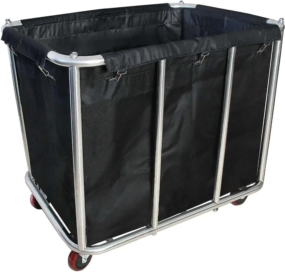 

Large Laundry Cart with Wheels,Commercial Stainless Steel Heavy Duty Service Cart Laundry Hamper for Hotel/Home/School/