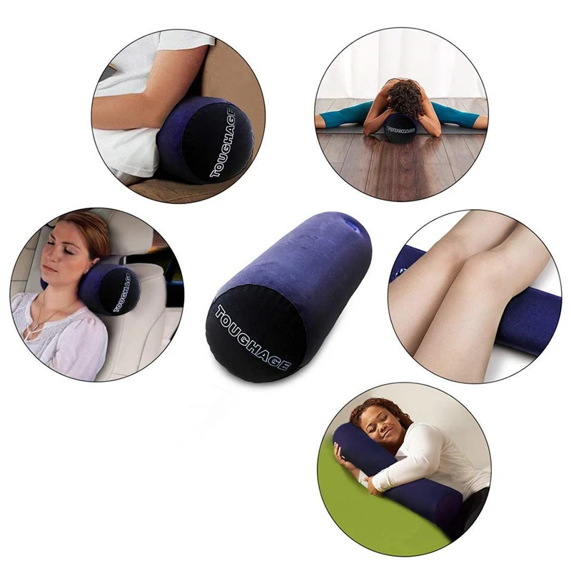 Multifunctional Inflatable Long Body Pillow Lumbar Leg Yoga Pillow Travel Positions Support Air Cushion with Plastic Hand Pump