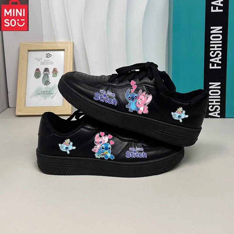 

Miniso 2025, весенние низкие туфли для скейтбординга, черные повседневные кроссовки | Легкий и модный для мужчин и женщин.