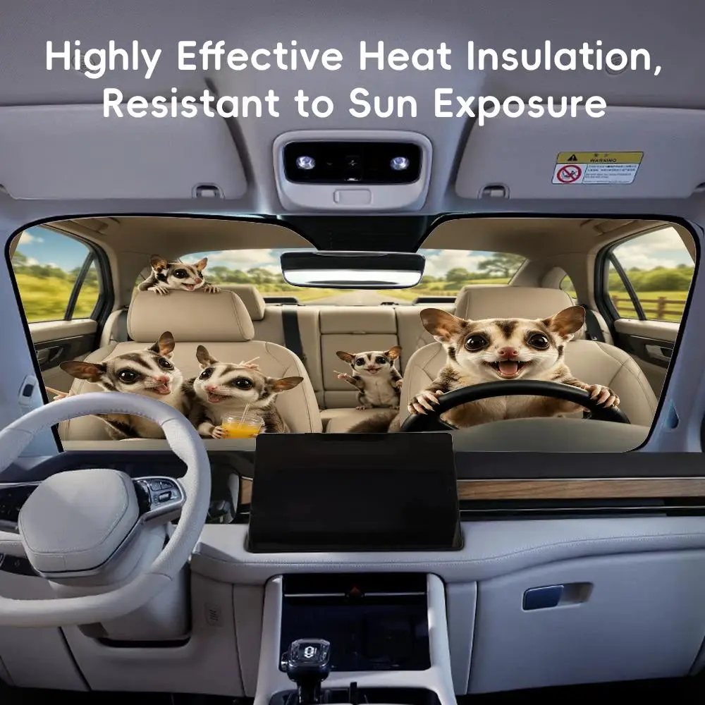 A family of sugar gliders Sun Visor Car Sun Shade Front Windshield Coverings Blocker Auto Protector Window Visor Screen Cover