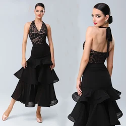 Waltz Ballroom Dance Professional Dresses Sexy Halter Lace Top Cake Skirt Women'S Latin Dance Competition Costumes SL10682