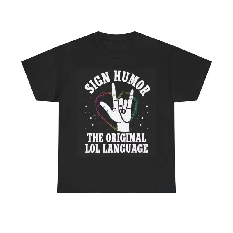 Sign Language Funny T Shirt Neon Heart Heavy Cotton