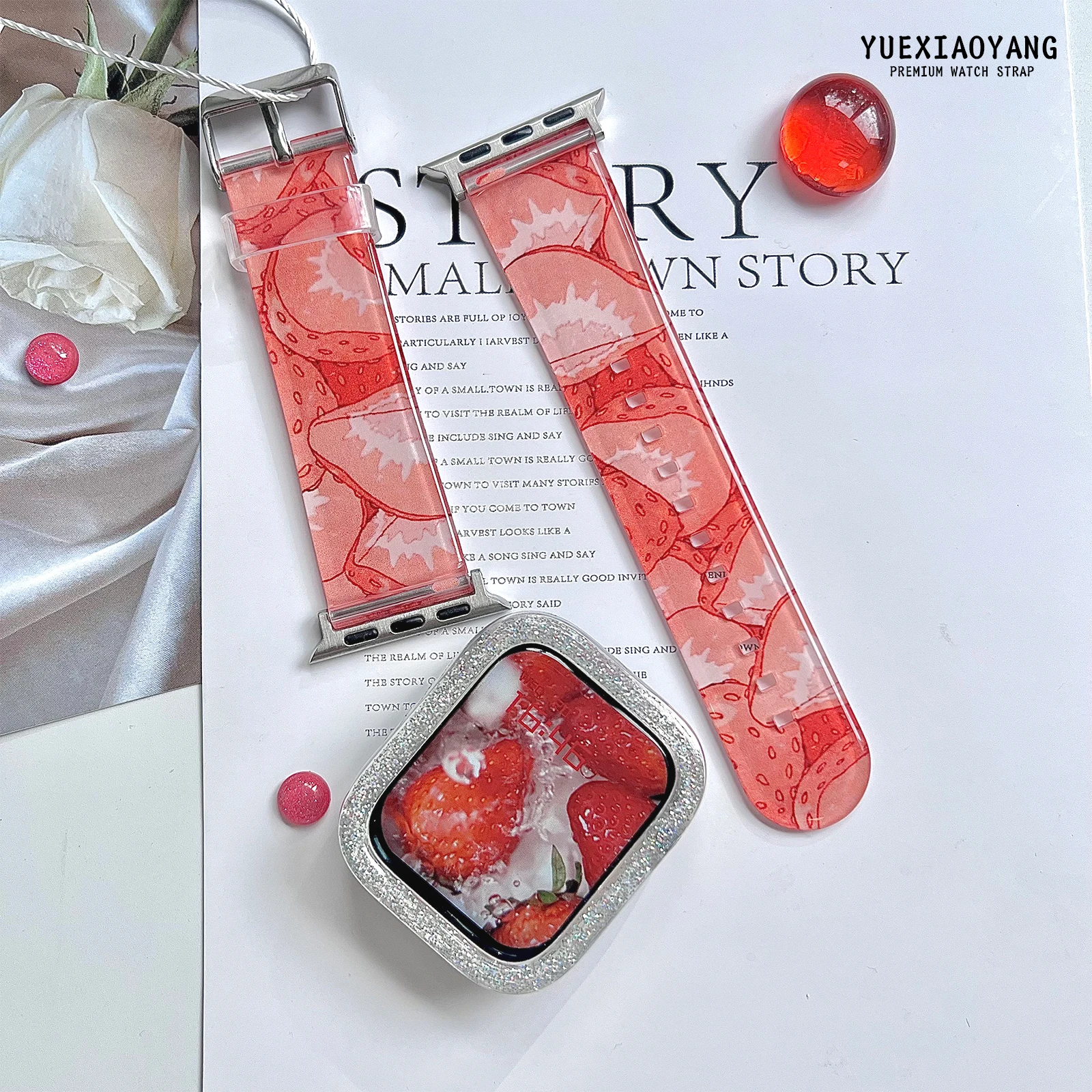 

Fruit is transparent Series Strap for Apple Watch 10 9 8 7 Band Replaceable Bracelet for iWatch 46mm 42mm 41mm 40mm Watchband