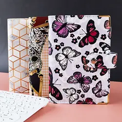 A6 Butterfly Macaroon Colorful PU Leather DIY Binder Notebook Cover Diary Agenda Planner Paper Cover School Stationery