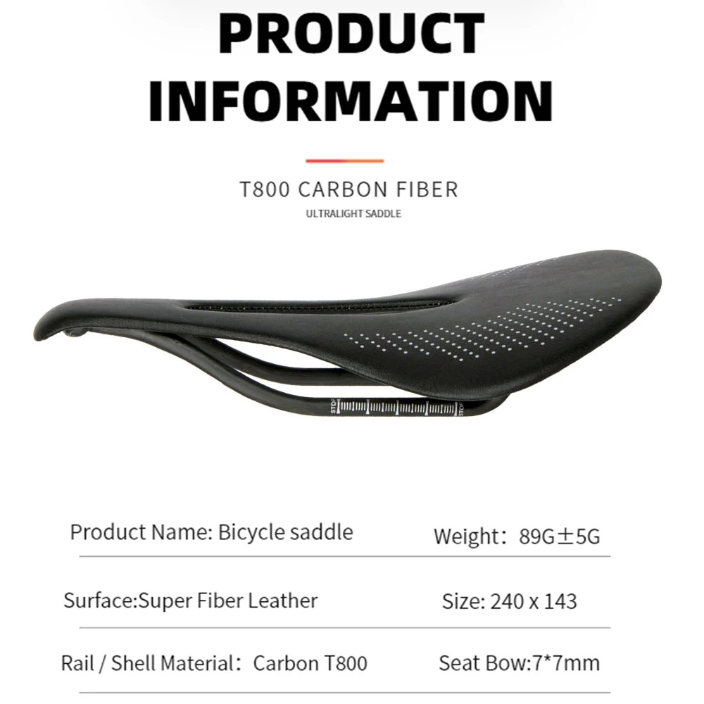 Neuer 89g EVA Carbon Fahrradsattel Komfortabler Ultraleichter MTB-Sattel 7x7mm Rennfahrrad Montage 240*143MM – Detail 2