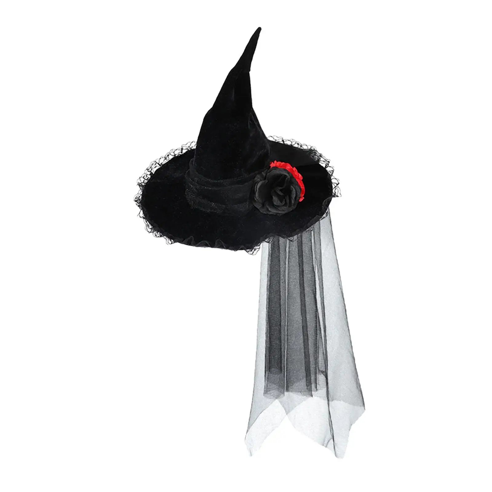 

Halloween Witch Hat with Gauze Cap Wizard Hat for Stage Performance Party Favors