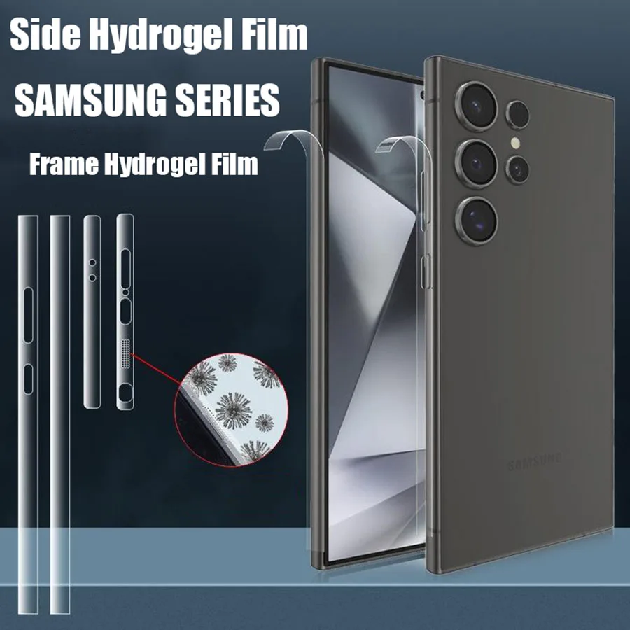 Frame Hydrogel Film Side Protector Dust Net Side Skin Clear Border Sticker Clear Film For Samsung Galaxy S23 S24 Plus S24 Ultra