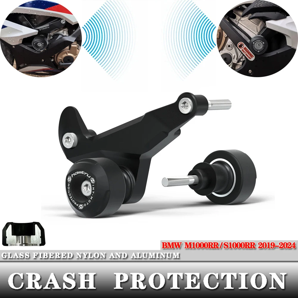 ل BMW s1000rr / m1000rr & M1000RR / S1000RR 2019-2024 دراجة نارية الإطار المتزلجون تحطم حماية الألومنيوم + النايلون الألياف الزجاجية