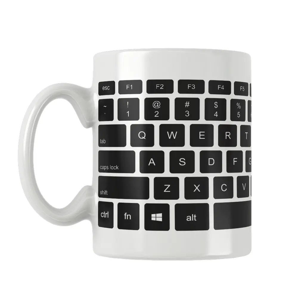 PC Keyboard Mug Coffee Cup White Ceramic Office&Home Women Men Cute Funny Birthday Gift Ideas