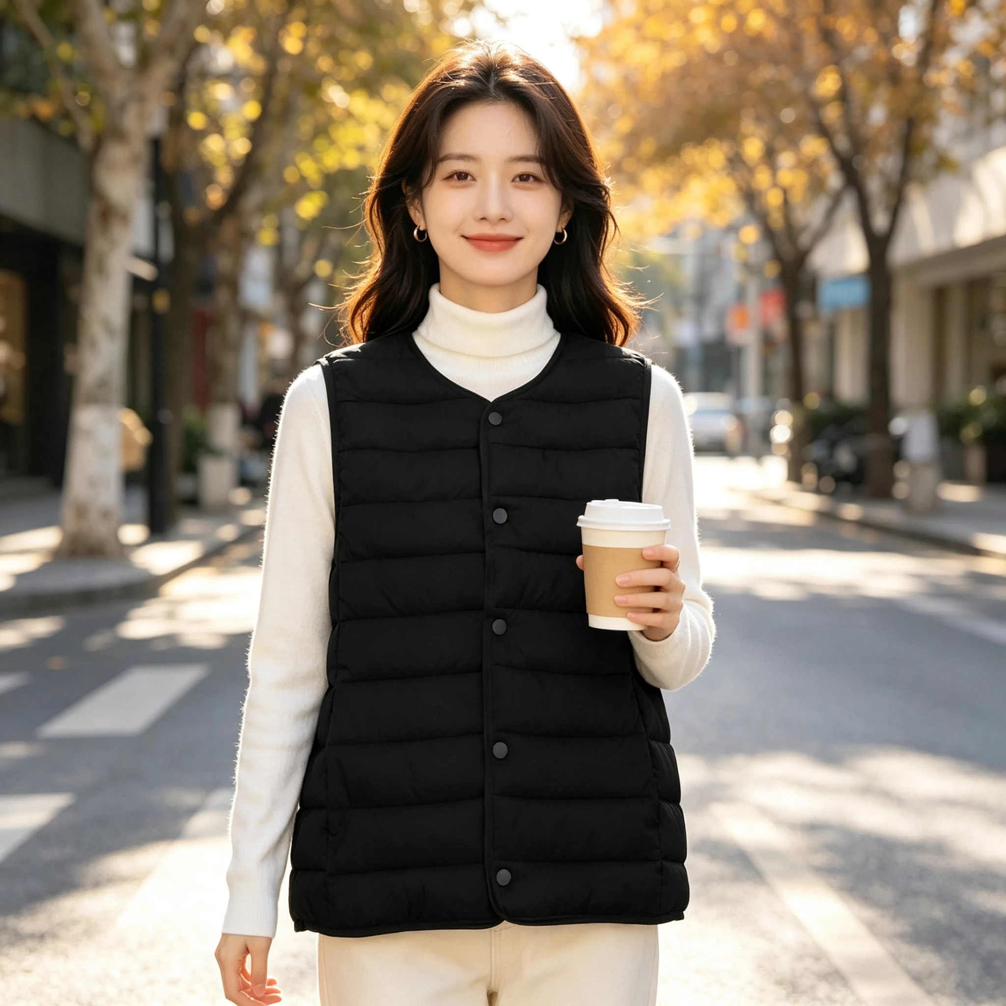 Woman Vest Autumn Winter Warm Down Cotton Vests Female Ultra light round neck Waistcoat Women's Sleeveless Jacket Vest