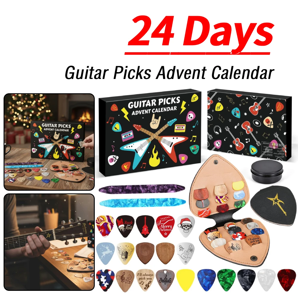 

Медиаторы для гитары Адвент-календарь 24 дня Рождественский календарь обратного отсчета Медиаторы для гитары 2 уличные медиаторы Держатель Рождественский адвент-календарь Рождественские подарки