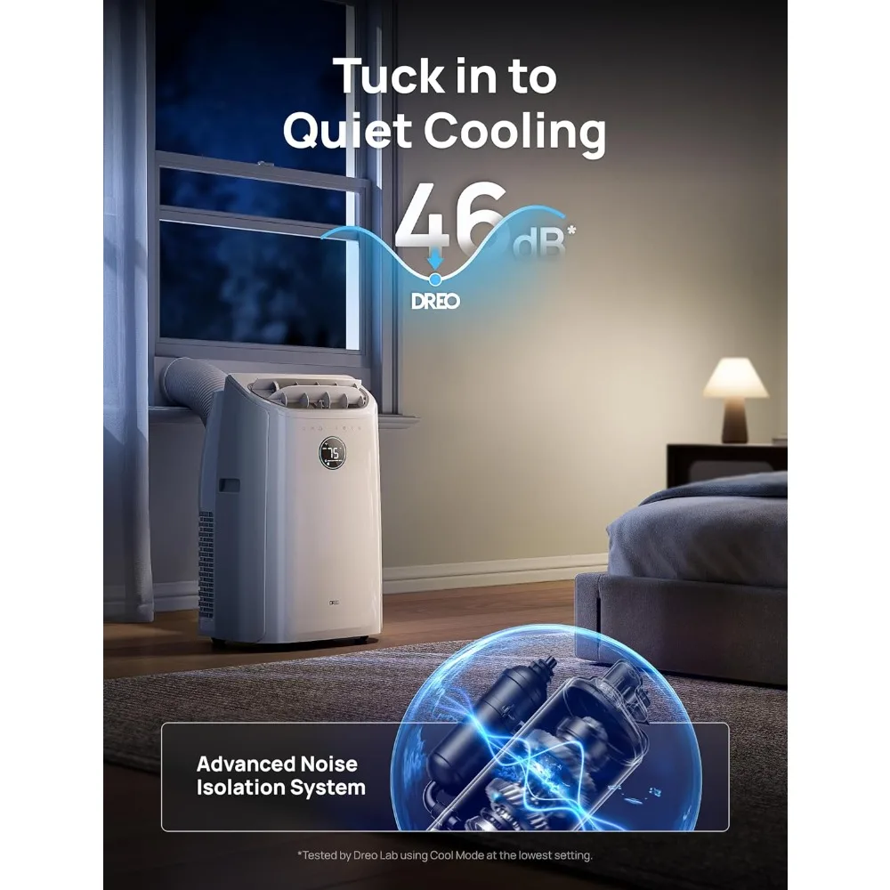 مكيفات هواء محمولة، وحدة تيار متردد بقدرة 14000 وحدة حرارية بريطانية لغرفة النوم مع تبريد خالي من الصرف، 3 في 1 مع مروحة ومزيل رطوبة - رائجة البيع! #3