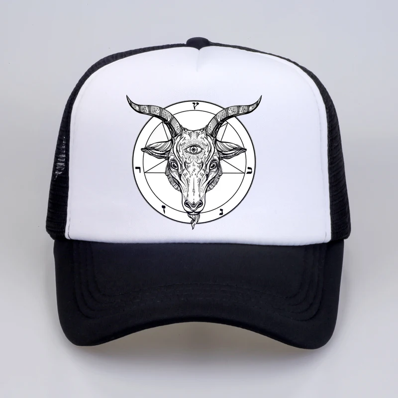 

Satanic Goat Baphomet Cartoon print Baseball Cap Women Mesh Adjustable summer cool Cap Men Fashion Dad Snapback Hat