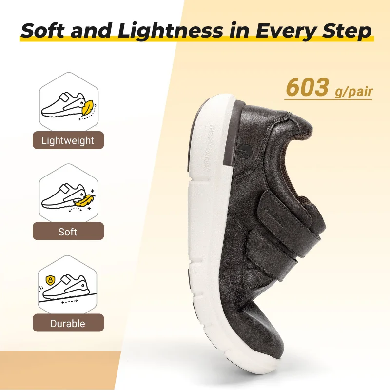 Scarpe da uomo in pelle, larghe, da passeggio, idrorepellenti, facili da indossare, comode, casual, eleganti, per piedi gonfi di diabetici._voghion.com