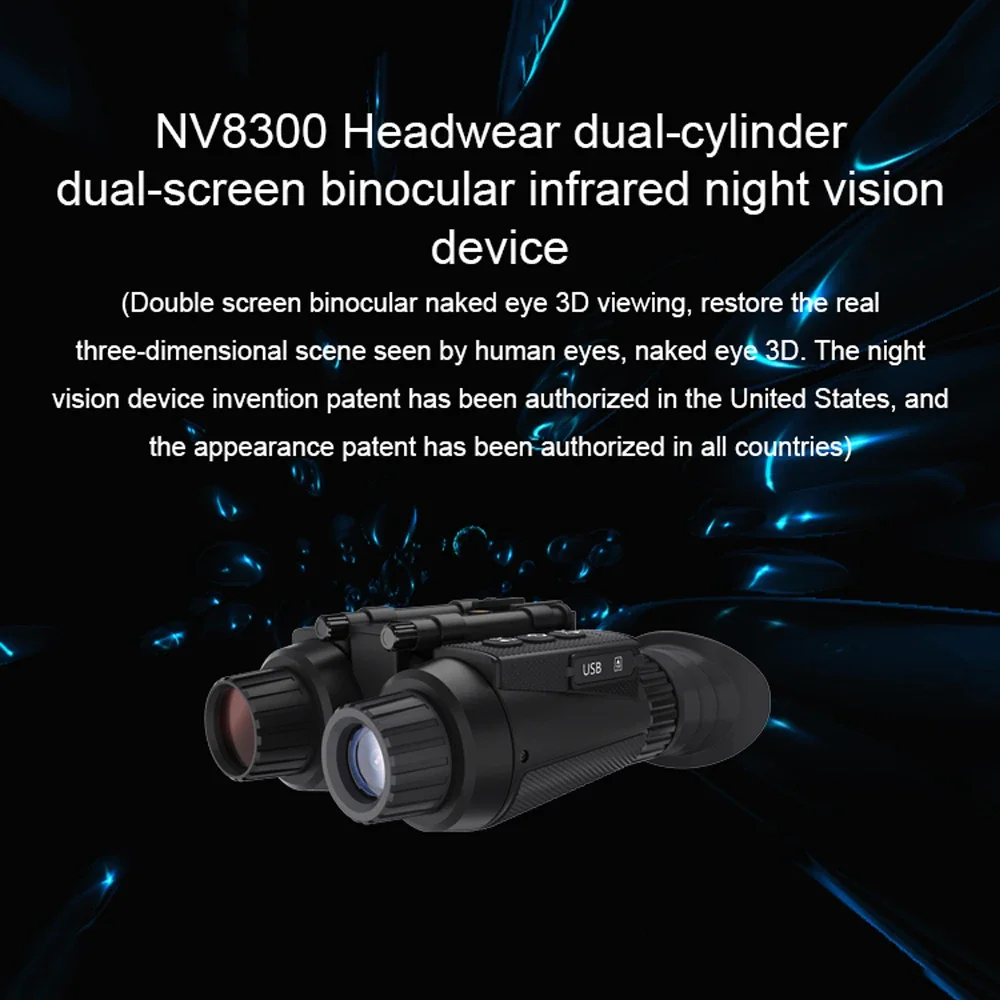 NV8300 Night Vision Binoculars Goggles 8X Digital Zoom 4K UHD 36MP 3D Head Mount Infrared Night Vision Device Hunting Telescope