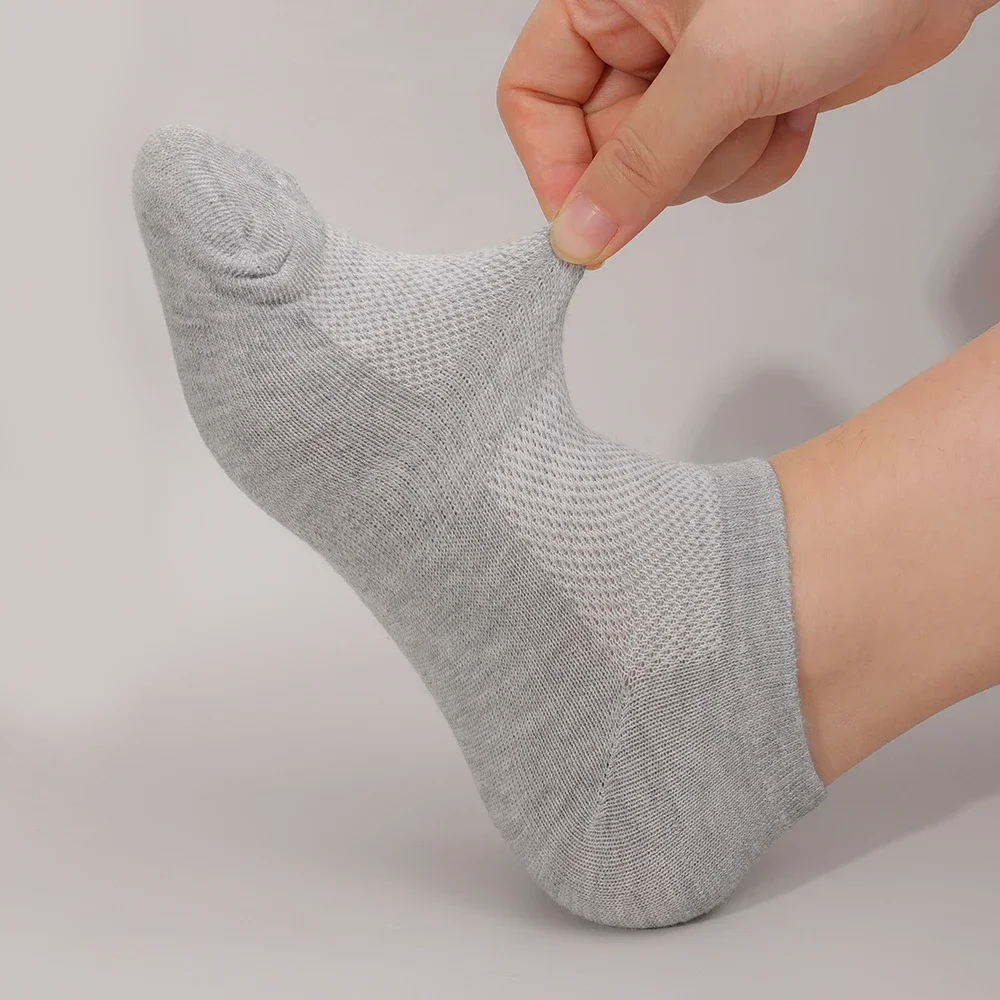 Chaussettes respirantes pour hommes 1/5 paires courtes rinçage élastique solide document maille haute qualité coton chaussettes pour femmes unisexe grande taille EU38-45