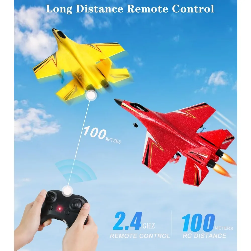 Brinquedos de avião RC para adolescentes: planador de espuma de 2 canais e jato de caça para maiores de 14 anos