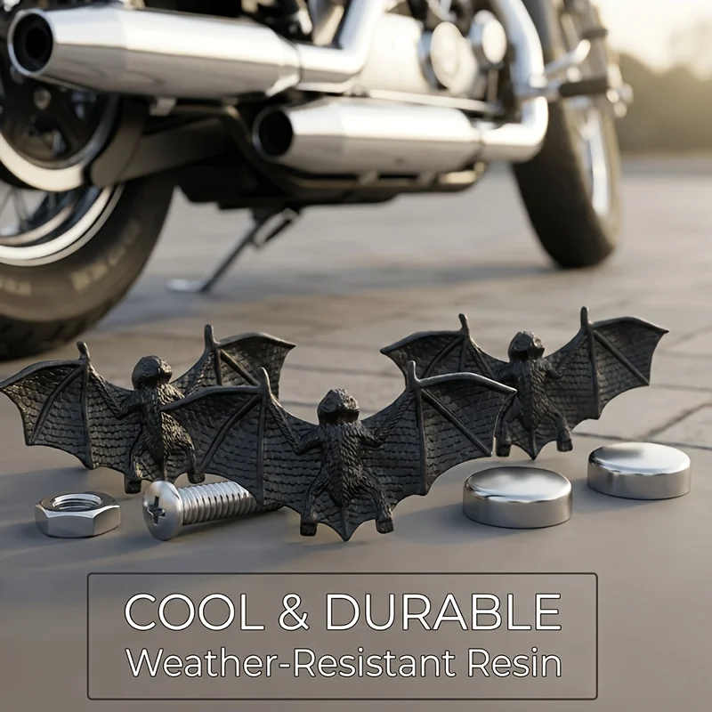 2Pcs/4Pcs Bat-Shaped License Plate Screws, Car License Plate Fixing Bolts, Personalized Anti-Theft Screws, Car Decoration Accessories, Dark Style Bat License Plate Screws, Universal Car License Plate Fasteners, Car License Plate Anti-Theft Bolts