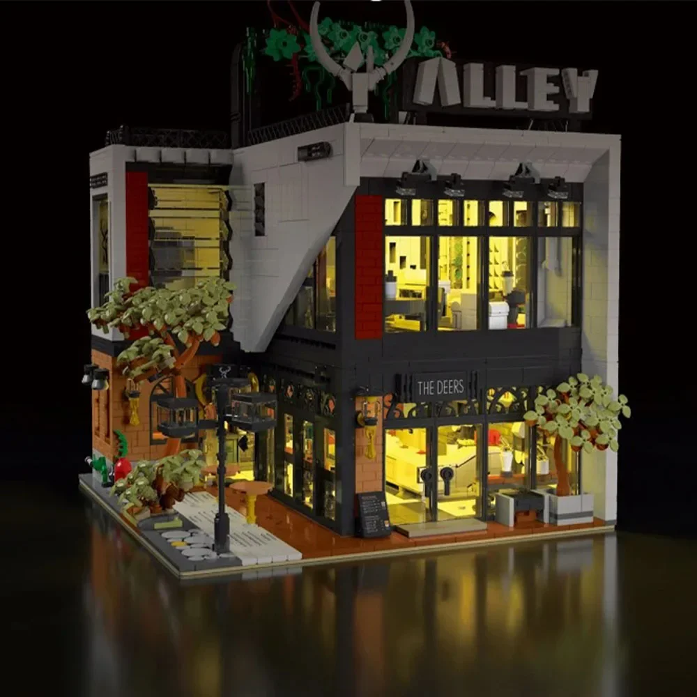 Milk Tea Shop Building Blocks Modular City Architecture MOC Bricks Set with Light Street View Sets Kid  Adults DIY Toy Gifts