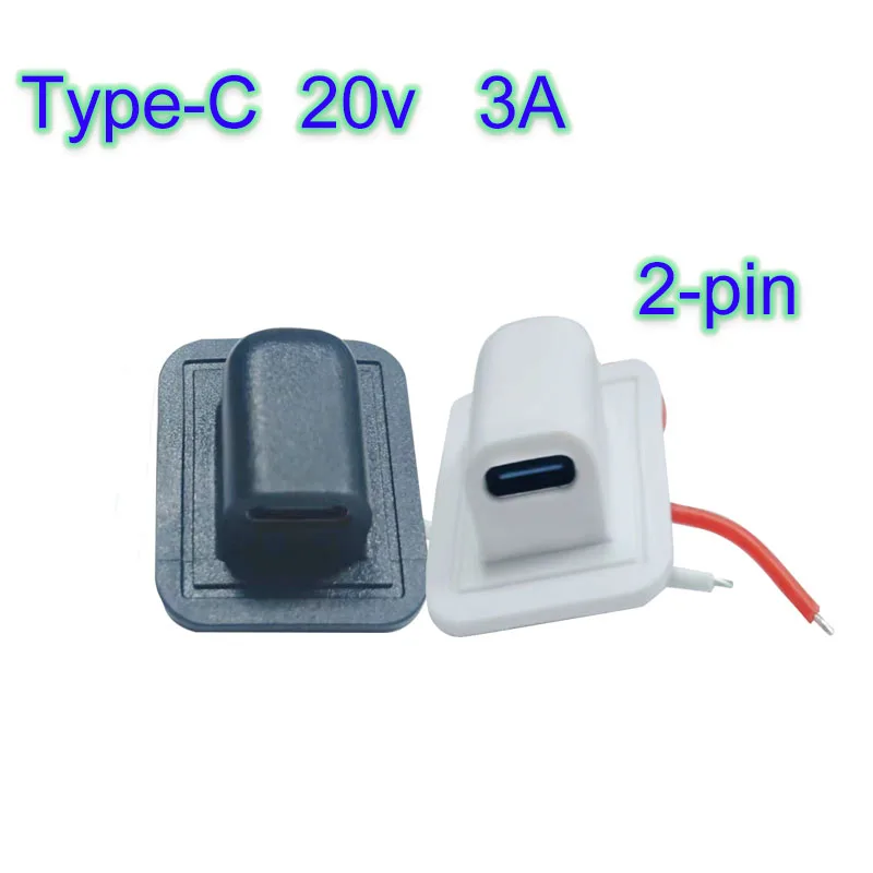 

1/10pcs USB 2pin female 24AWG silicone wire 20V high current plug 3A adapter DIY power equipment socket adapter interface