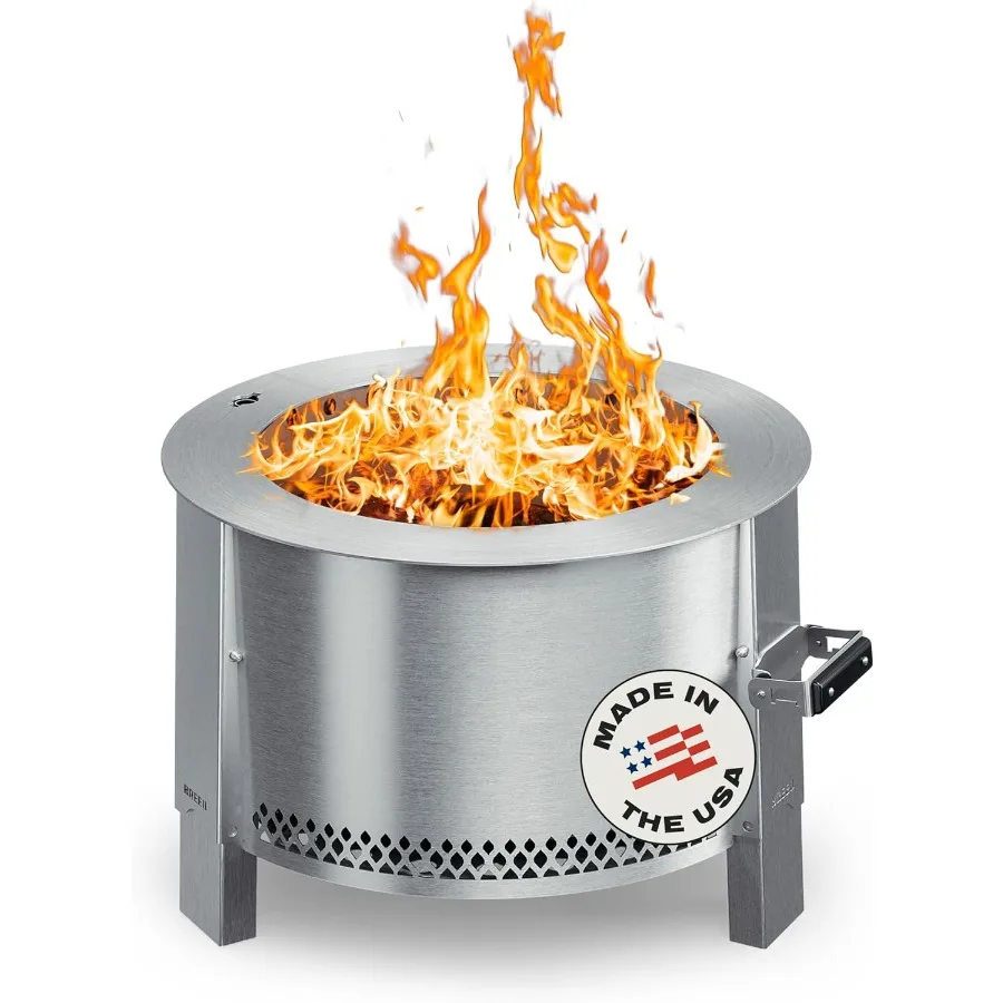 

21-дюймовая портативная бездымная костра из нержавеющей стали для наружного использования с эффективным дизайном и широким диапазоном аксессуаров Comp