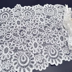 New Arrival 3Yards 22cm Black White Lace Fabric DIY Crafts Sewing Suppies Decoration Accessories For Garments Elastic Lace Trim