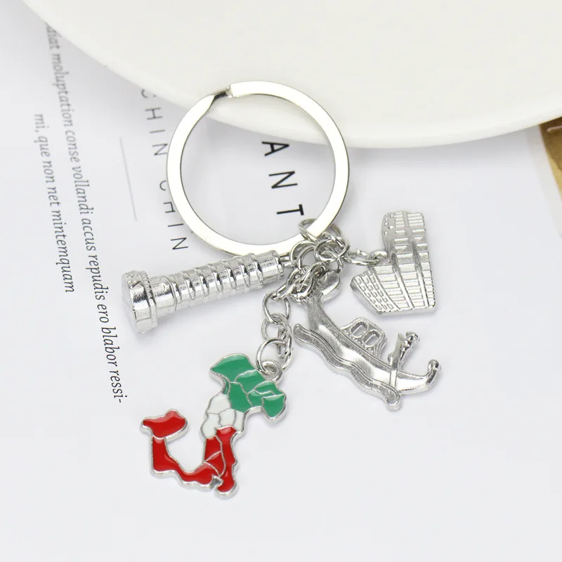 1PC Italy Flag Colors Map Pendant Keychain Creative Car Bag Key Chain Jewelry Souvenir Accessories Gifts Wholesale