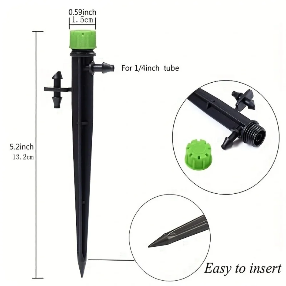 50 Pack 360 Degree Adjustable Drip Emitters Compatible with 47mm PE Tubing and Featuring Dual Barb Connection Flexibility