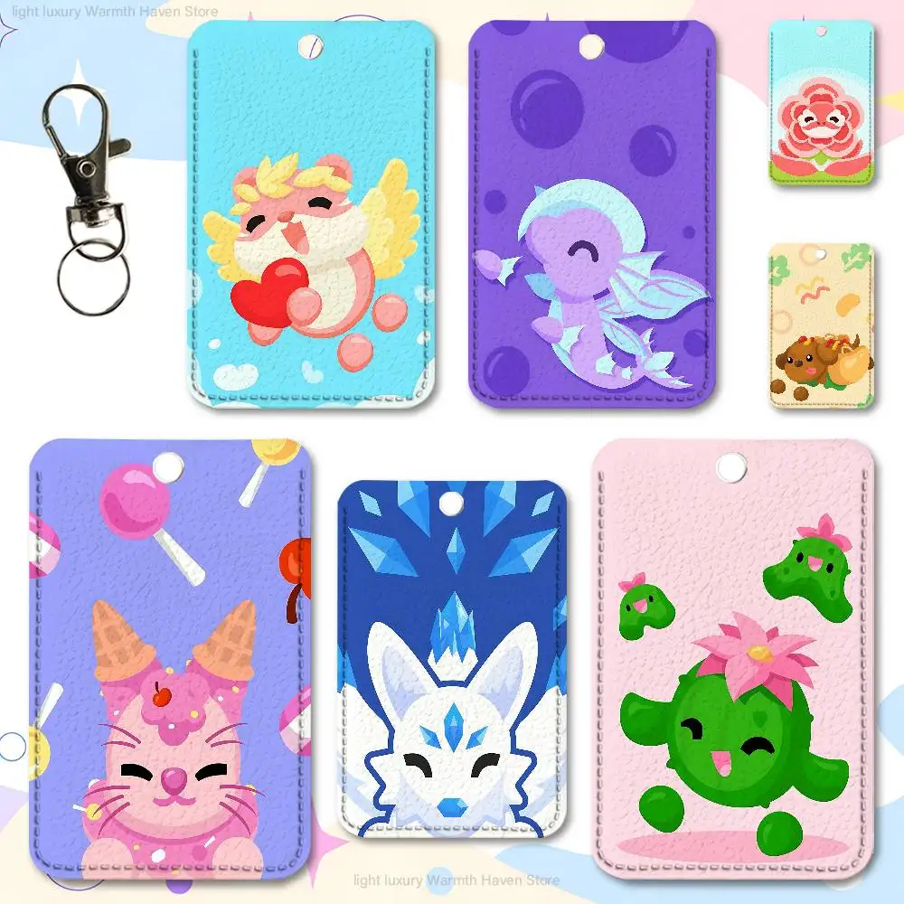 

A-Adopts Me Game Premium PU Leather Card for Daily Use Holder Card Case with Metal Carabiner Customizable Design